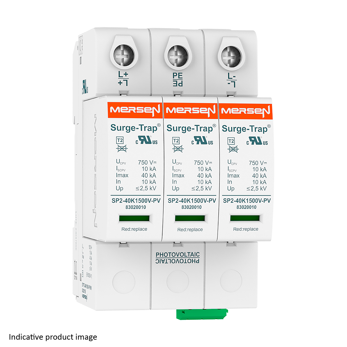 83020138 - SPD Type 2, 40kA, Ucpv 660V, YPV PV, 3 Poles, 3 Modules, Pluggable